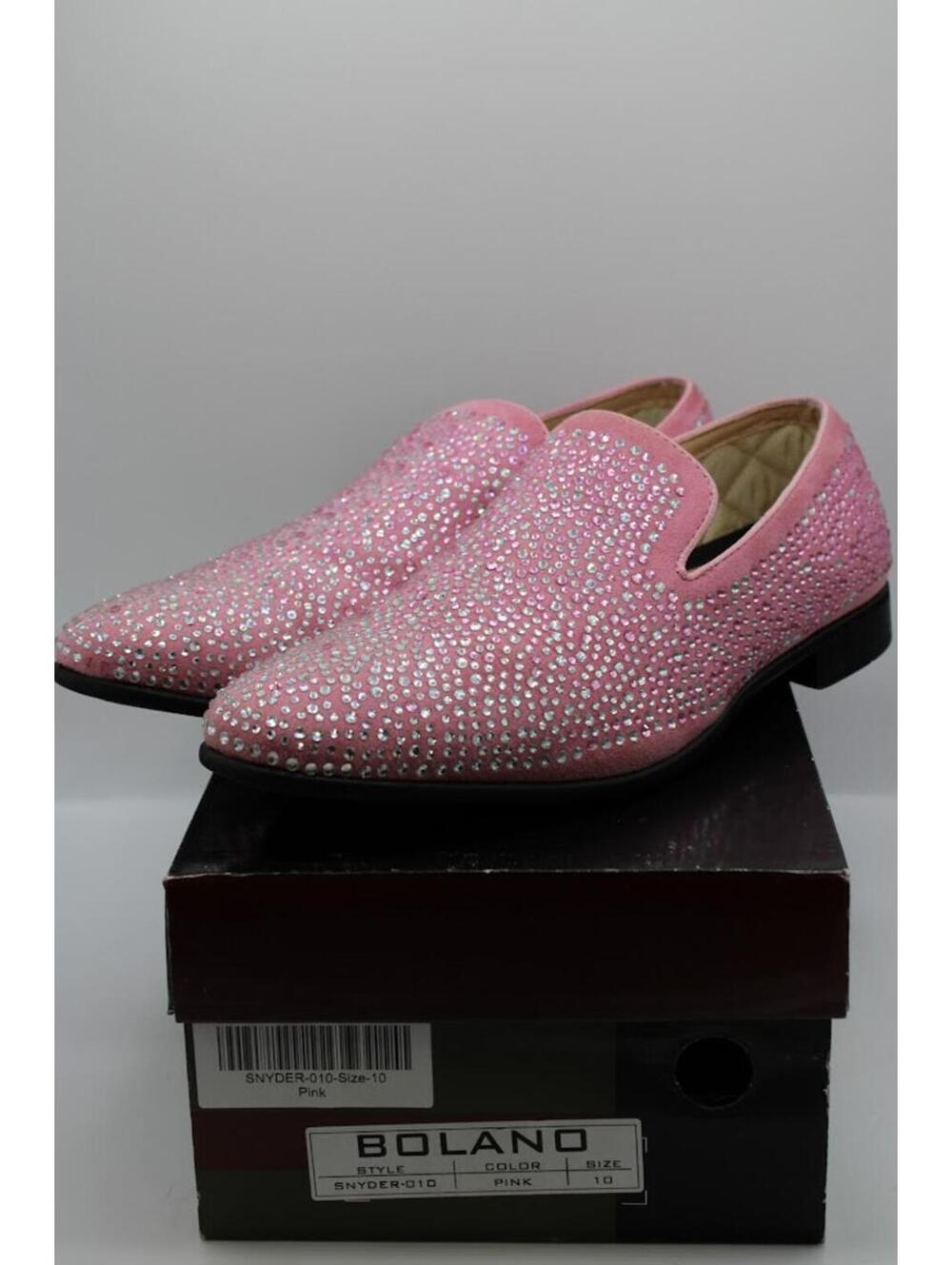 Bolano Pink Rhinestone Slip-On Loafers Men's Size 10